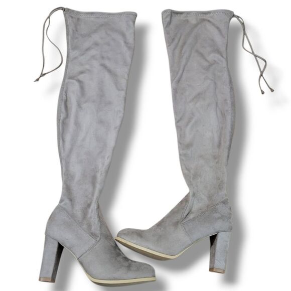 Refresh Boots Size 8.5 Women's Refresh Thigh High Chunky Heel Boots Faux Suede - Picture 1 of 14